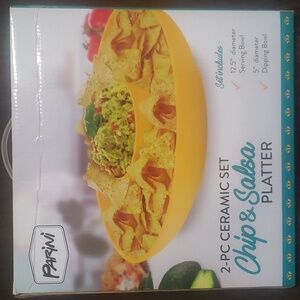 Parini Chip & Salsa Ceramic Platter set